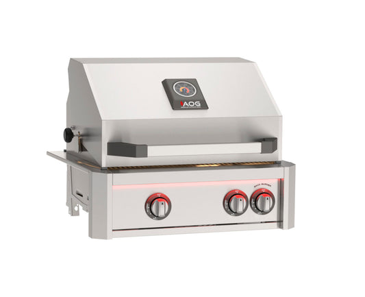 the 24" aog built-in grill head with lights and rotisserie kit. The AOG24L grill