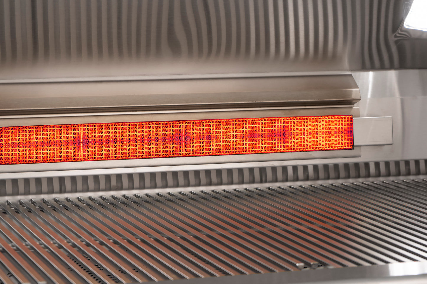 The stainless steel mesh rear infrared burner for rotisserie cooking on the fire magic gas grills. This burner is to be used when you're cooking something on the rotisserie kit included on the gas grills