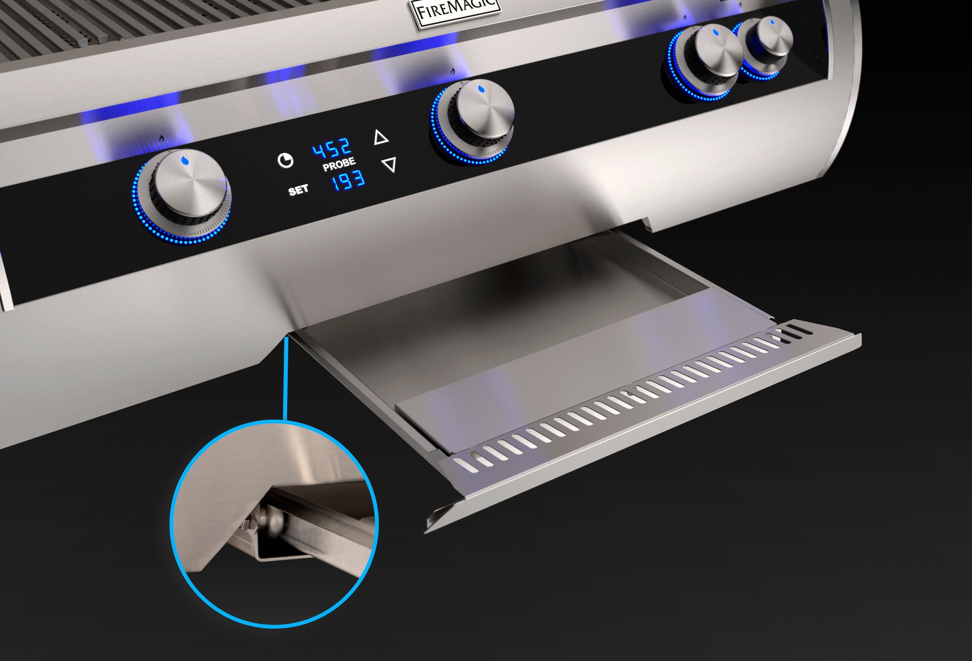 The fire magic echelon diamond grease tray with ball bearings
