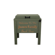 Three lined engraved green single cooler - bottle opener - handle