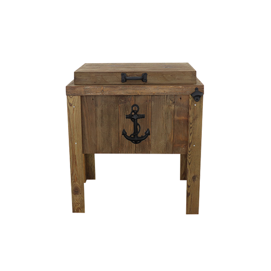 Walnut stained single cooler - sea anchor adornment - bottle opener - handle