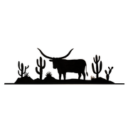 Medium Metal Desert Longhorn Scene Adornment - Black