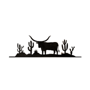 Small Metal Desert Longhorn Scene Adornment - Black