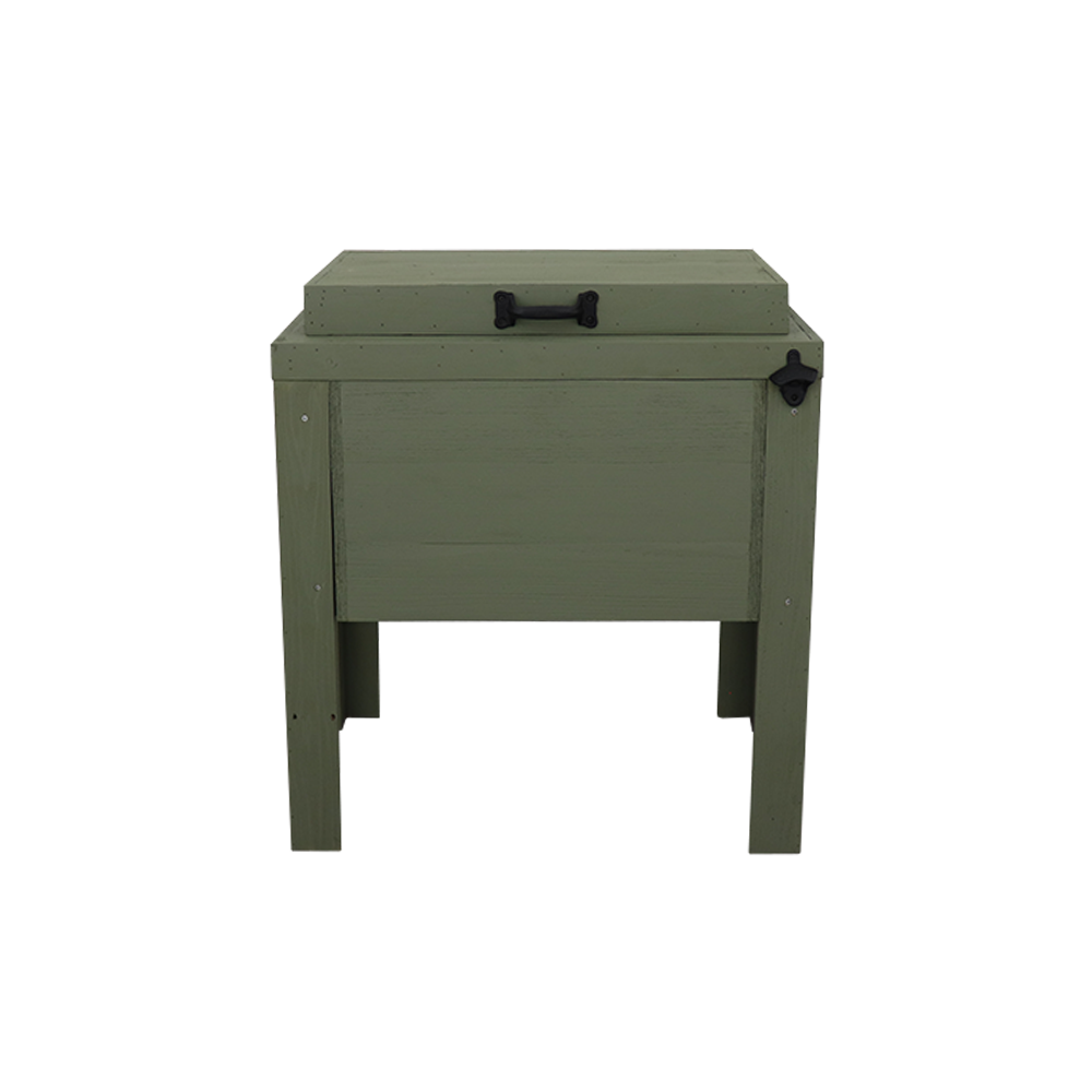 Green single cooler - black handle - black bottle opener