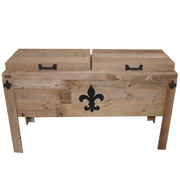 Double Rustic Cooler - Natural - Bottle Openers - Handles - Fleur De Lis