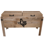 Double Rustic Cooler - Natural - Bottle Openers - Handles - Texas Cutout