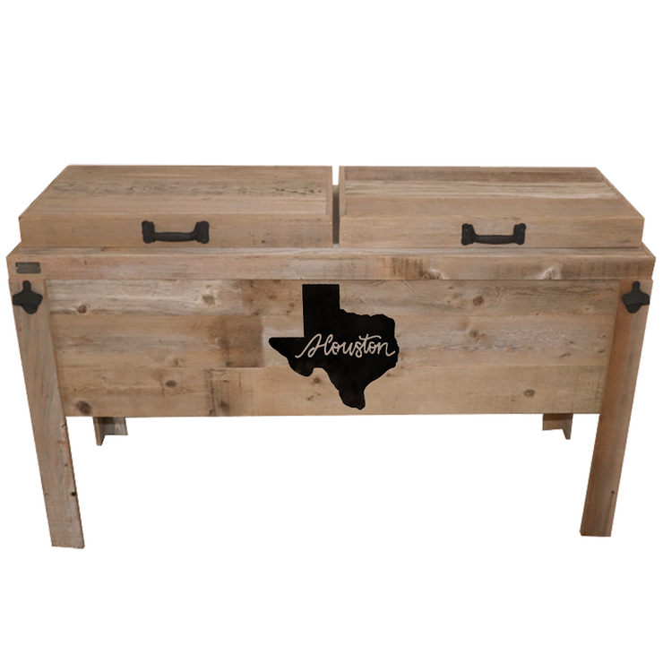 Double Rustic Cooler - Natural - Bottle Openers - Handles - Houston, TX Cutout