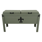 Double Rustic Cooler - Sagebrush Green - Bottle Openers - Handles - Fleur De Lis Adornment