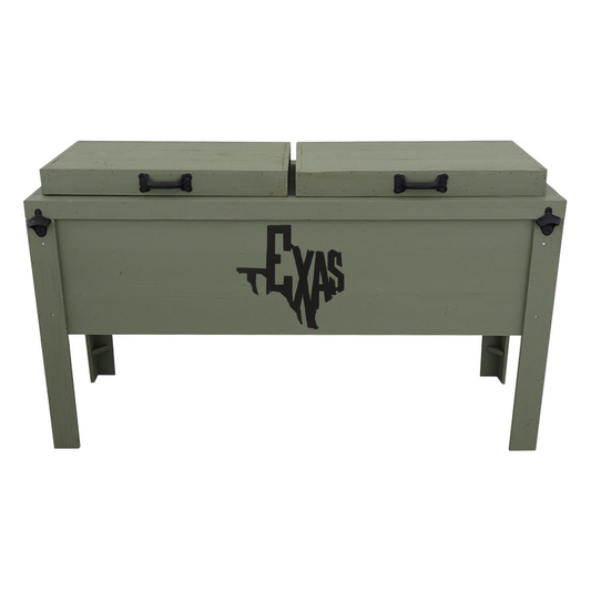 Double Rustic Cooler - Sagebrush Green - Bottle Openers - Handles - Texas Cutout