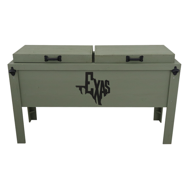 Double Rustic Cooler - Sagebrush Green - Bottle Openers - Handles - Texas Cutout