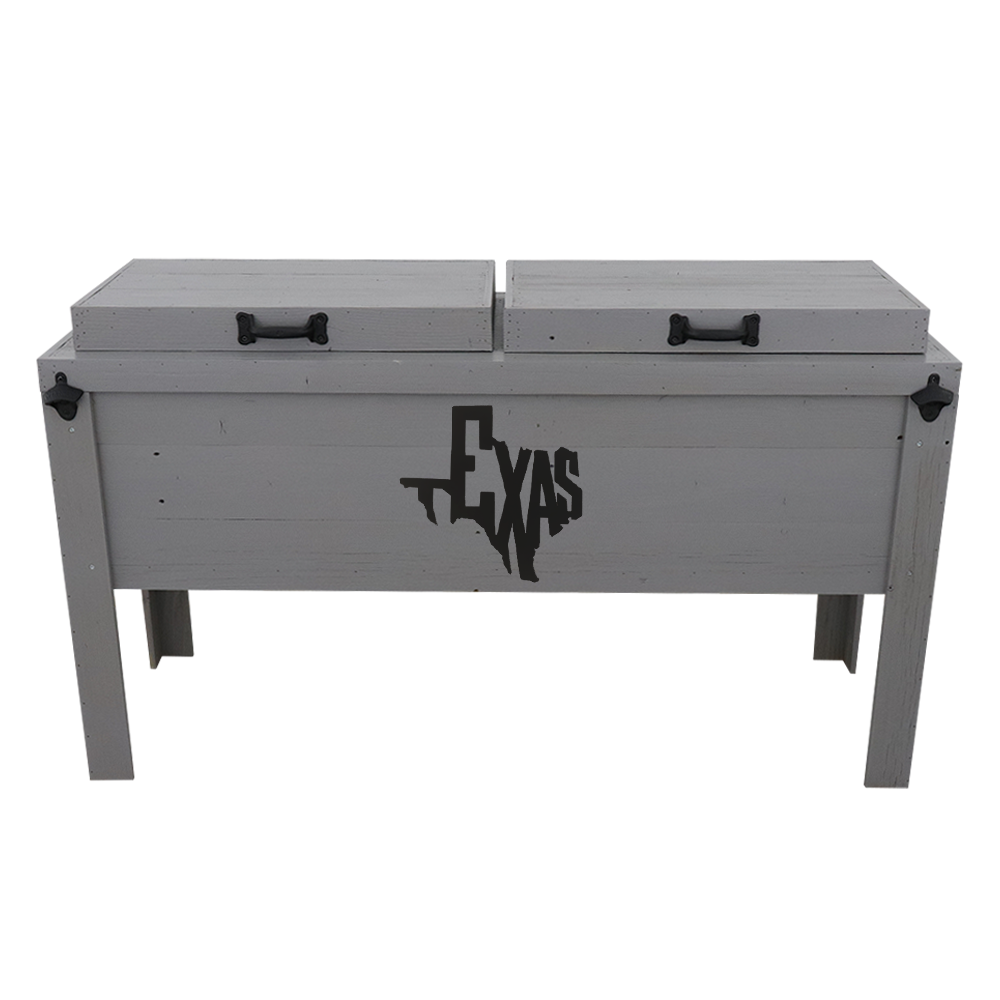 Rustic Double Cooler - Grey - Bottle Openers - Handles - Texas Cutout