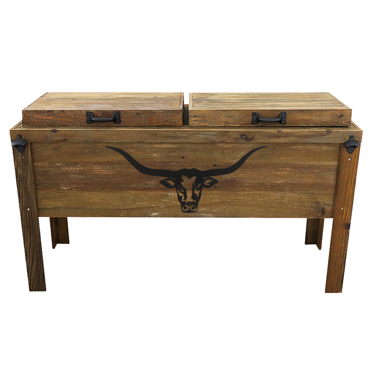 Rustic Double Cooler - Brown - Bottle Openers - Handles - Longhorn Cutout Adornment