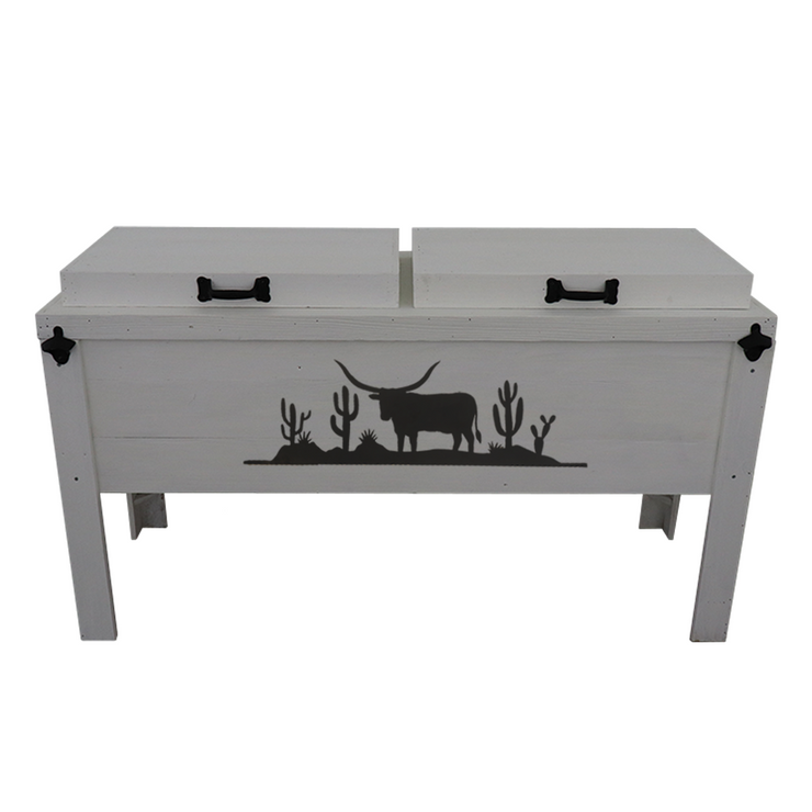 Haggard - Double Cooler with Desert Longhorn Scene - White