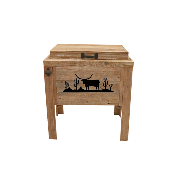 Rustic Single Cooler - Desert Longhorn Adornment - Bottle Opener - Handle