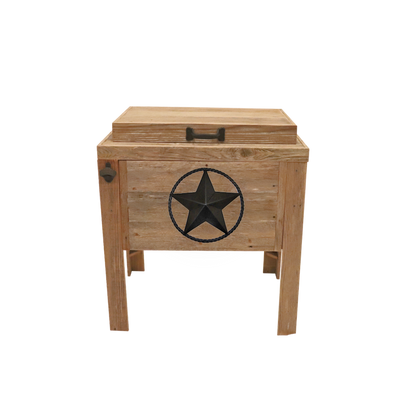 Natural Single Cooler - Star with rope adornment - black bottle opener - handle