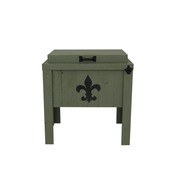 Rustic Single Cooler - Green - Fleur De Lis - Bottle Opener - Handle