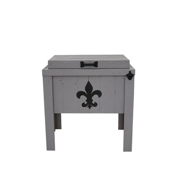 Rustic Single Cooler - Fleur De Lis - Grey