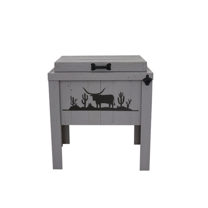 Rustic Single Cooler - Grey - Handle - Bottle Opener - Desert Longhorn Adornment