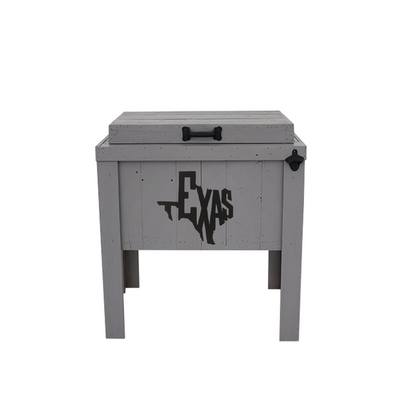 Single Rustic Cooler - Grey - Bottle Opener - Handle - Texas Cutout