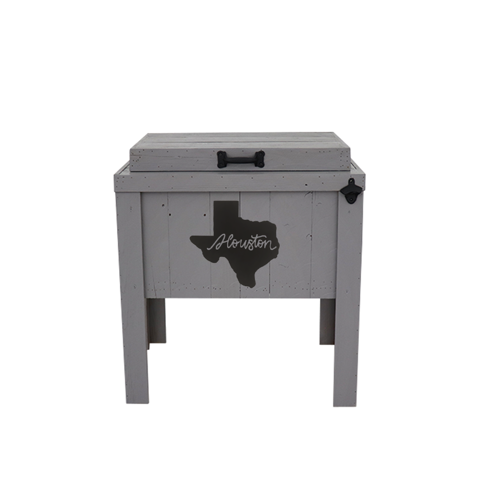 Single Rustic Cooler - Grey - Handle - Bottle Opener - Houston, TX Cutout