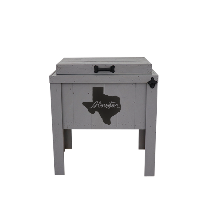 Single Rustic Cooler - Grey - Handle - Bottle Opener - Houston, TX Cutout