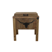 Single Rustic Cooler - Brown - Bottle Opener - Handle - Longhorn Head Adornment