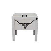 Haggards Rustic Goods - White Painted Single Cooler - Longhorn Cutout Adornment