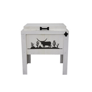 Rustic Single Cooler - White - Handle - Bottle Opener - Desert Longhorn Adornment