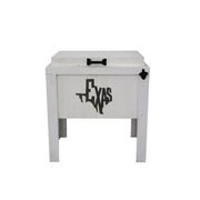 Single Rustic Cooler - White - Bottle Opener - Handle - Texas Cutout