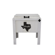 Single Rustic Cooler - White - Handle - Bottle Opener - Houston, TX Cutout