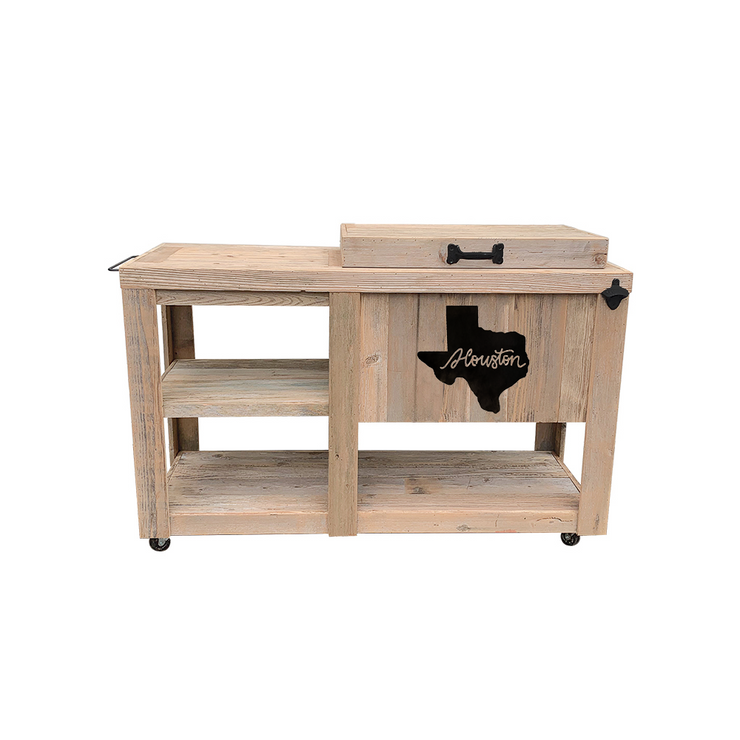 Single Cooler with Side Table - Wheels - Bottle Opener - Handle - Towel Rack - Houston, Tx Adornment