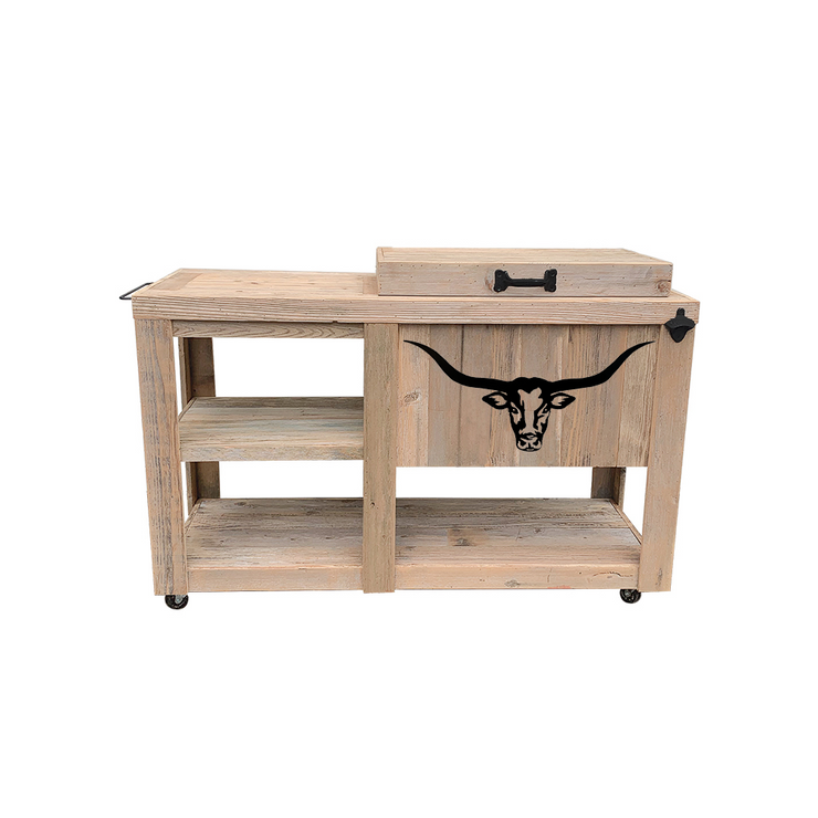 Haggards - Single Cooler with Side Table and Longhorn Cutout Adornment