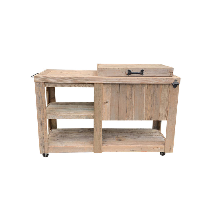 Rustic Single Cooler - Side Table - Shelves - Bottle Opener - Handle - Towel Rack