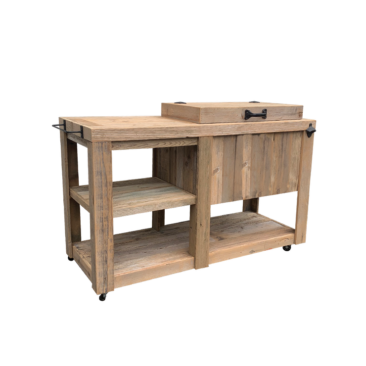 Rustic Single Cooler - Side Table - Shelves - Bottle Opener - Handle - Towel Rack