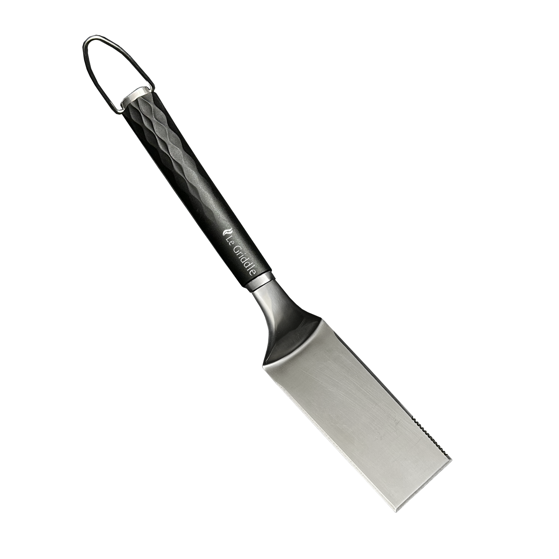 Le Griddle Cooking Spatula with hood and serrated blade to help cut food