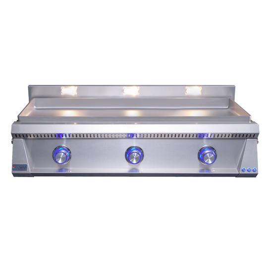 OML105P6 Griddle with blue lights on