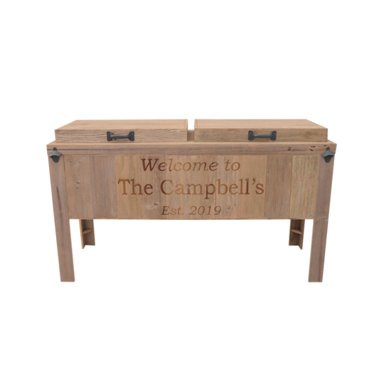Rustic Double Cooler with 3 Engraved Lines 