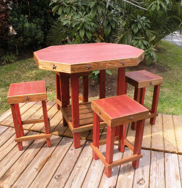 Rustic Patio Set in red with chairs 2