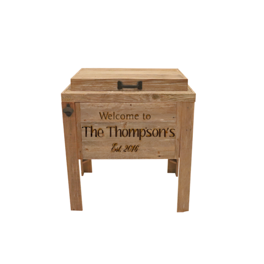 Single Rustic Cooler - 3 Engraved Lines 